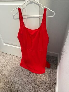 Amazon Bright Red One-Piece Scoop Neck Swimsuit